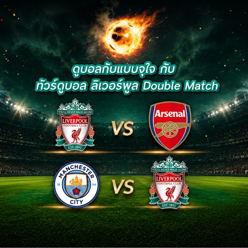 ทัวร์ดูบอล ลิเวอร์พูล Double Match | ลิเวอร์พูล VS อาร์เซนอล + แมนเชสเตอร์ซิตี้ VS ลิเวอร์พูล | 9 วัน 6 คืน (TG)